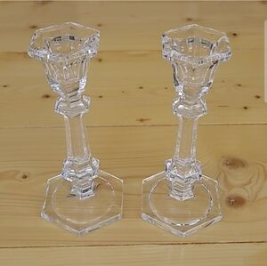 Crystal candlesticks 6" Set Of 2 Vintage